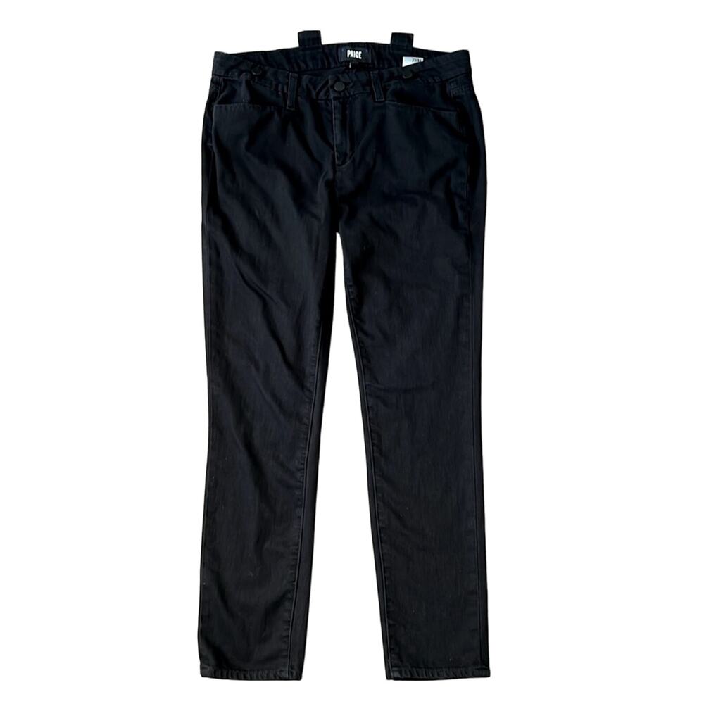 PAIGE Women’s Mid Rise Slim Straight Black Stretchy‎ Jeans Size 28 Made In USA